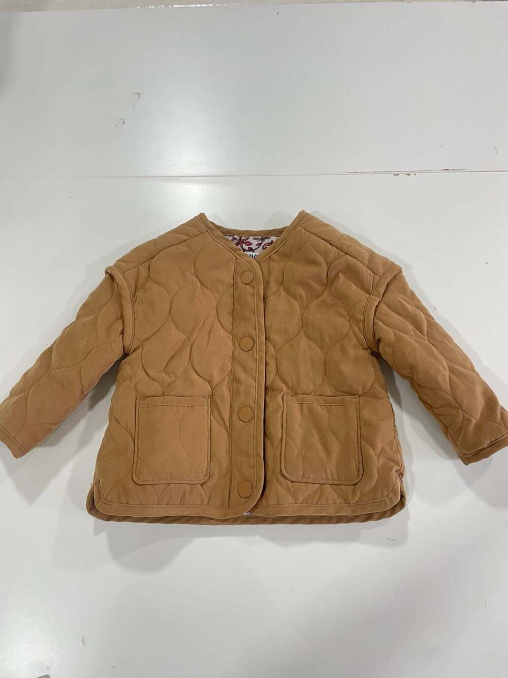 Old Navy 6-12M Brown Beige Quilted Floral Fall Winter Jacket Coat Luxury